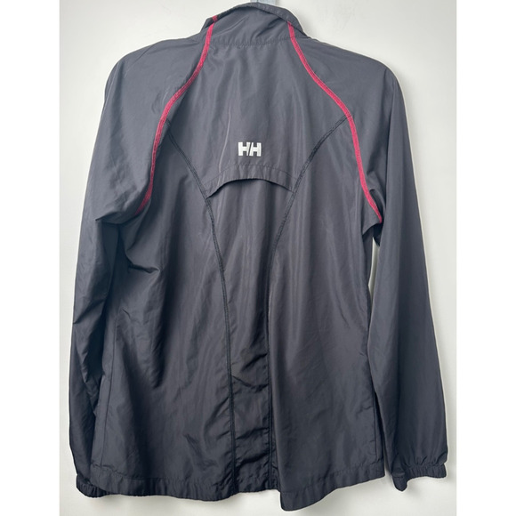 Helly Hansen Women L Packable Windbreaker In Black Red Full Zip Lightweight A2 - Picture 5 of 7